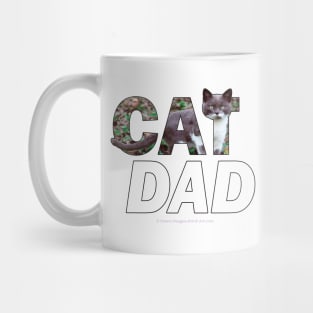 CAT DAD - grey and white cat oil painting word art Mug